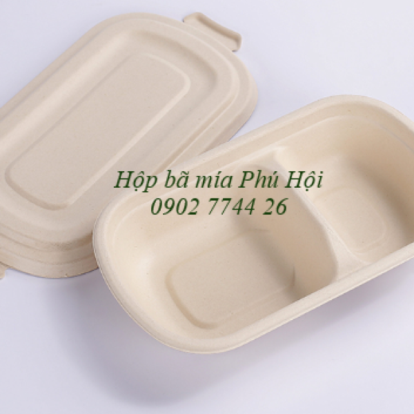 Hộp bã mía 1 ngăn kèm nắp nhựa PET 700ml